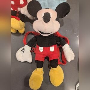 Disney Mickey and Minnie Mouse Plush Backpack - Black, Red, Yellow
